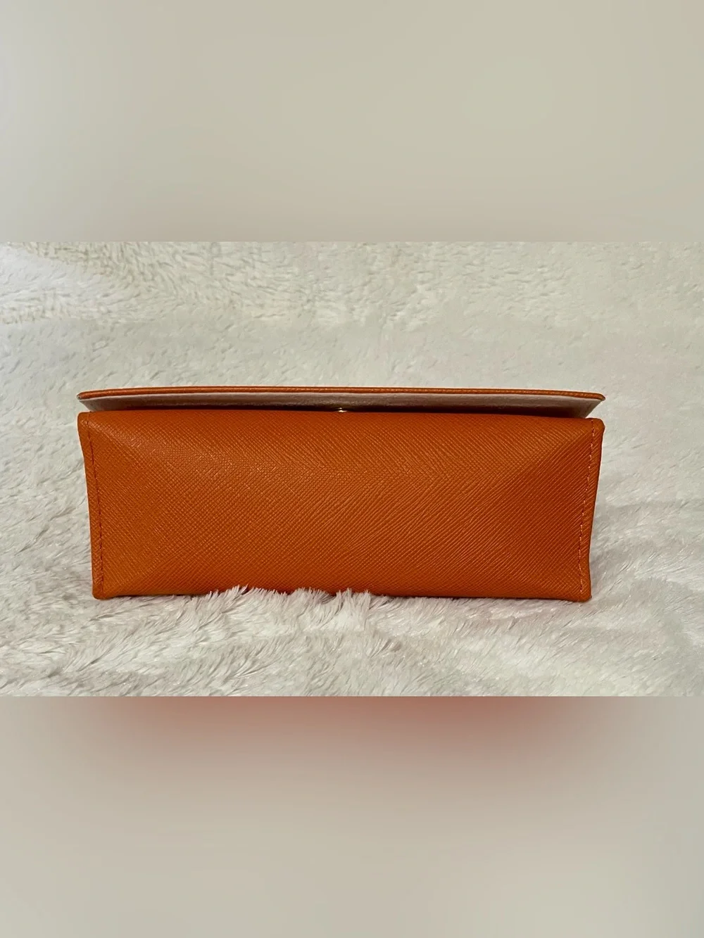 Tory Burch Burnt Orange Leather Logo Sun Glasses Case